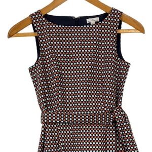 Women's Retro Polka Dot Fit Flare Dress Size 0 XS Belted Lined